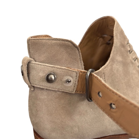 Sam Edelman Pierson Taupe Suede Woven Cutout Western Ankle Boots Size 6.5 - Picture 8 of 10